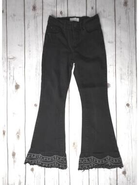 Petra 153 Black Flared Jeans with Embroidered Hem - 3/25